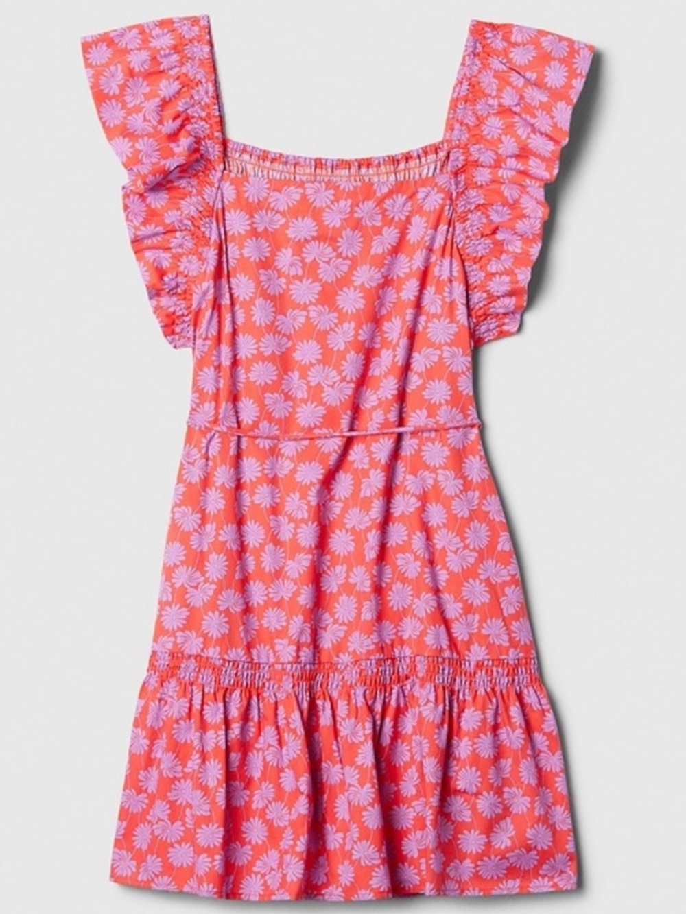 GAP Pink Floral Ruffle Sleeve Casual Dress